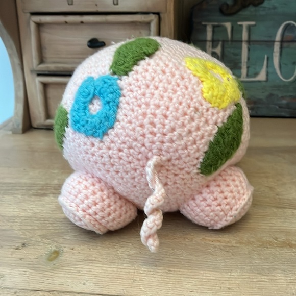 Crocheted Stuffed Pink Pig Handmade - Picture 4 of 6